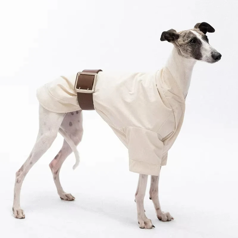 

Элегантное белое пальто с регулируемым поясом для Италии, борзая, ветрозащитная теплая куртка-накидка в японском стиле для собаки уиппета зимой