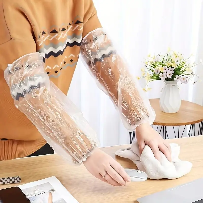 

50pcs Disposable Arm Sleeves Thick Waterproof Elastic Cuffs for Cleaning Outdoor Activities And Painting