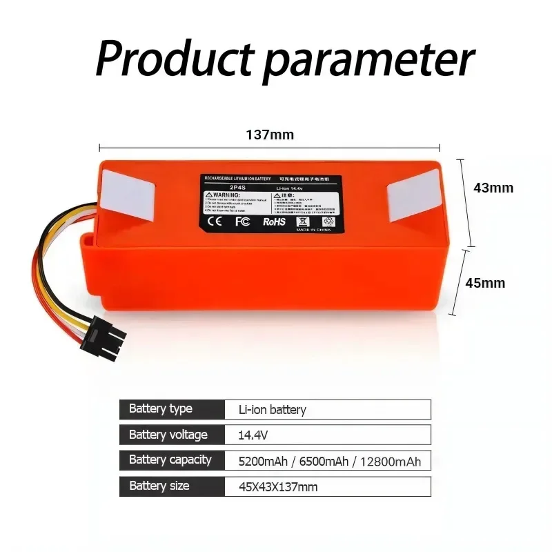 Original 6500mAh BRR-2P4S-5200S Robotic Vacuum Cleaner Replacement Battery For Xiaomi Roborock S55 S60 S65 S50 S51 S5 MAX S6 - Image 6
