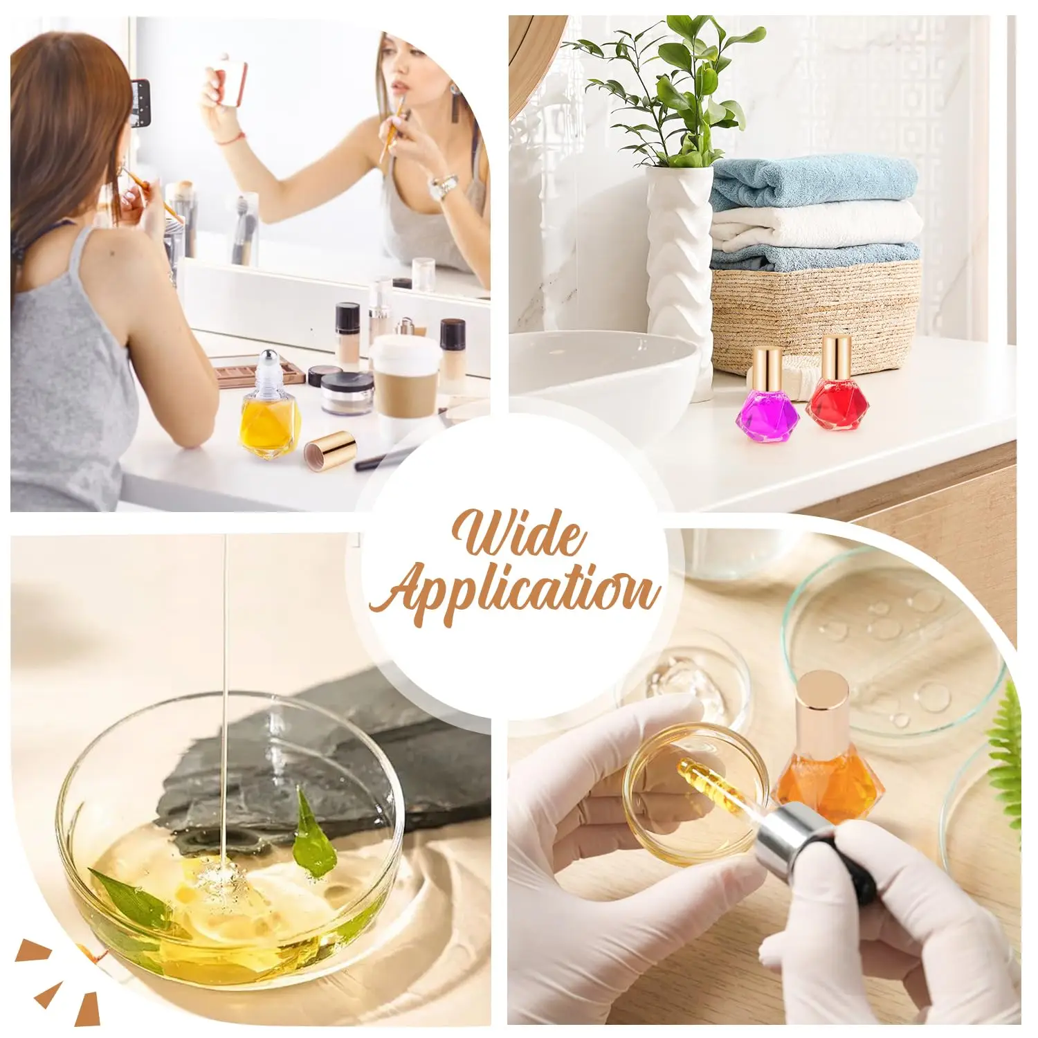 30 قطعة 8 مللي زجاجات دوارة للزيت العطري زجاجات مضلعة زجاجية قوارير مستحضرات التجميل الفارغة حاويات مع كرات دوارة من الفولاذ المقاوم للصدأ