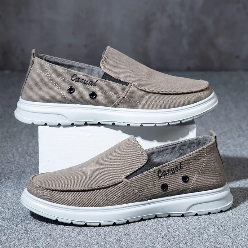 Men\'s Canvas Shoes Fashion Slip on Flat Casual Sneakers Male Light Soft Sole Large Size Footwear Zapatillas Hombre 2023