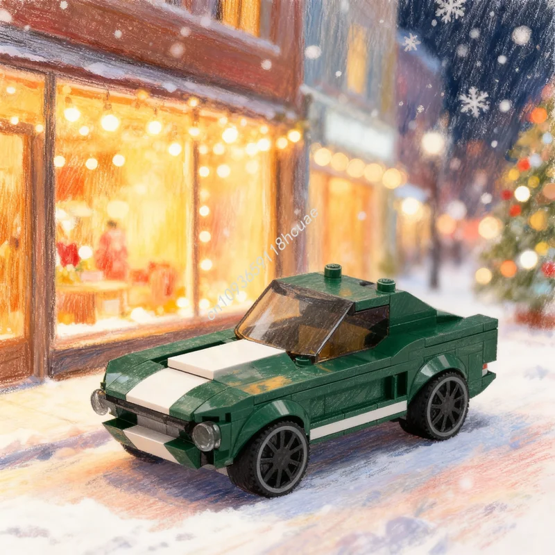 169pcs MOC Tokyo Drift Mustangesd Fastback City Champions Model Building Blocks Architecture Toys Creative Festival Gifts Idea