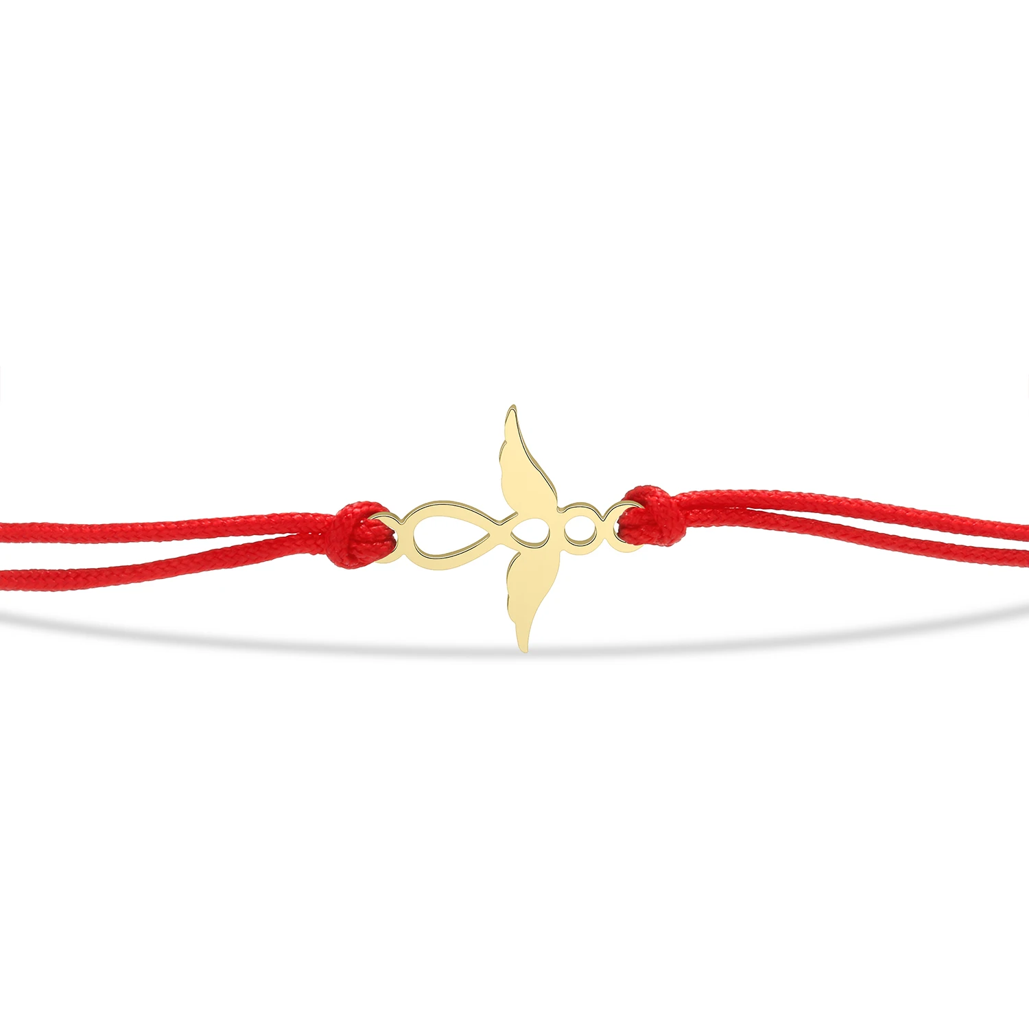 Gold-plated Stainless Steel Delicate Polished Nice Infinity With Angel Wing Lucky Charm Bracelet Women Black Red String Jewelry