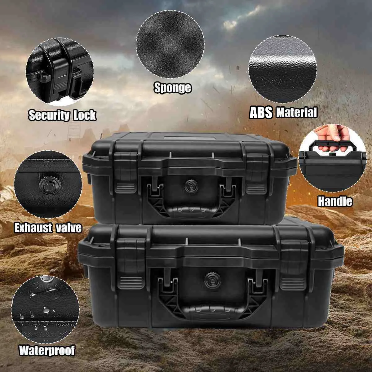 Waterproof Hard Toolbox Portable Plastic Suitcase Tools Impact Resistant Precision Equipment Tool Box  with Sponge Storage Box