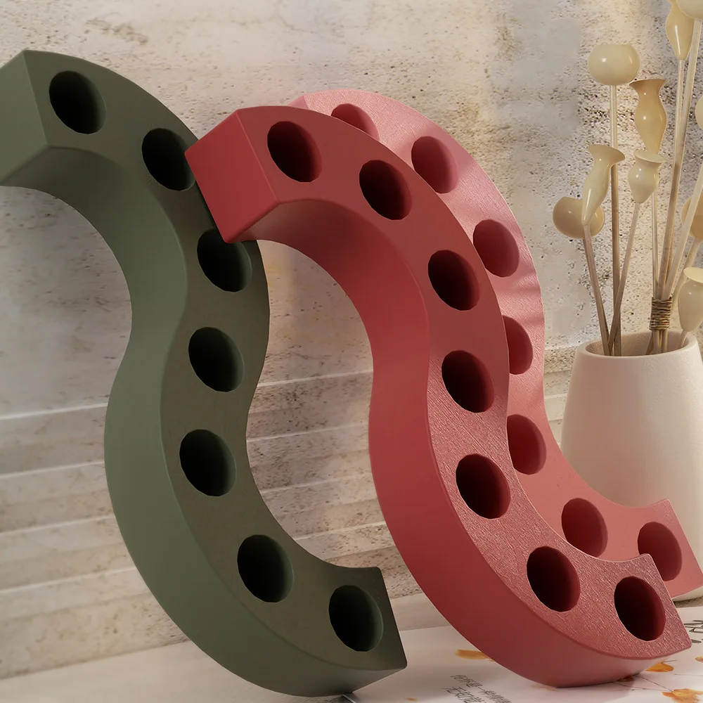Mould New DIY Crystal Drip Molds Resin Plaster Ornament S-Shaped 7-Hole Long Column Candlestick Candle Holder Silicone Mold