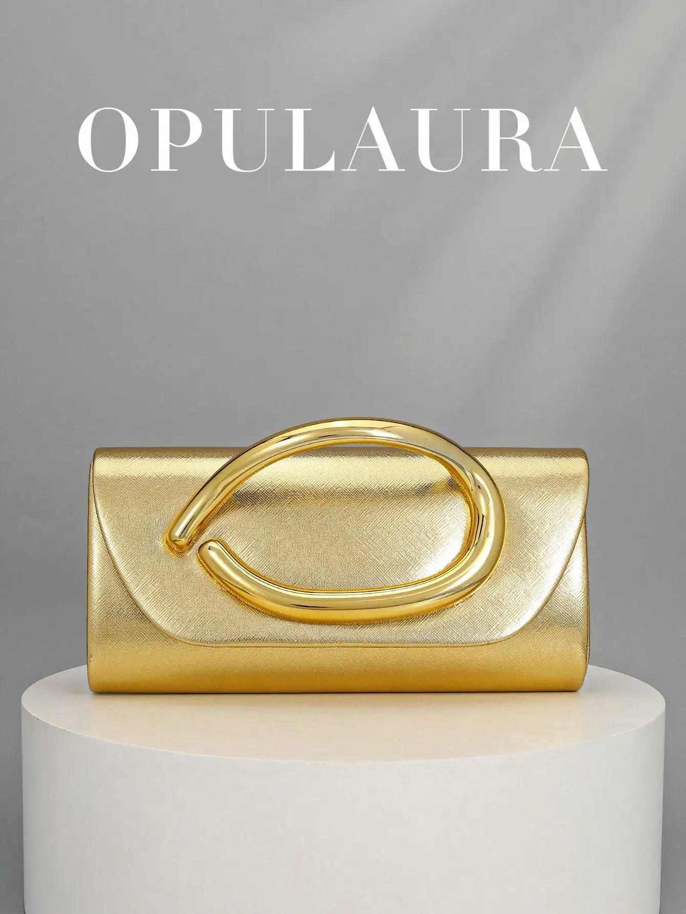 

Gold Metallic Envelope Clutch Bag, PU Leather Evening Handbag for Weddings & Parties