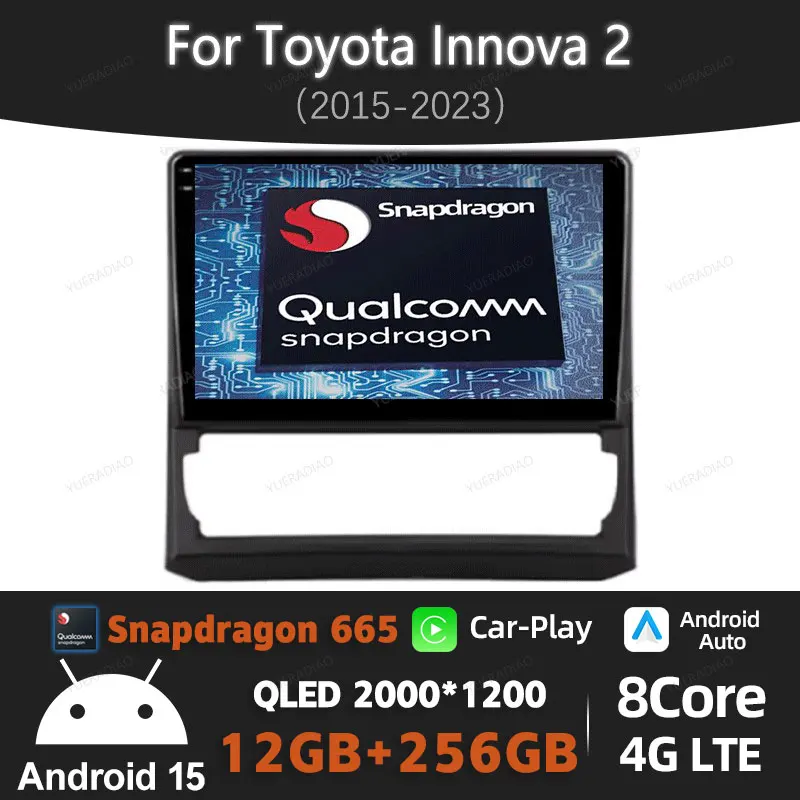 

Автомобильный радиоприемник Android 15 для Toyota Innova 2 2015-2023 Qualcomm 4G LTE 5G WIFI GPS NAVI Мультимедийный видеоплеер BT Головное устройство QLED