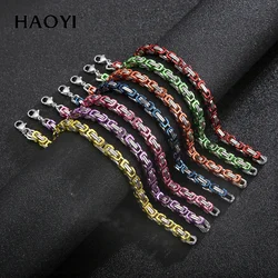 Rainbow Colored Byzantine Stainless Steel Bracelets Mens Mens Womens Chain Bracelets Hip Hop Rock Jewelry Chain Bracelets