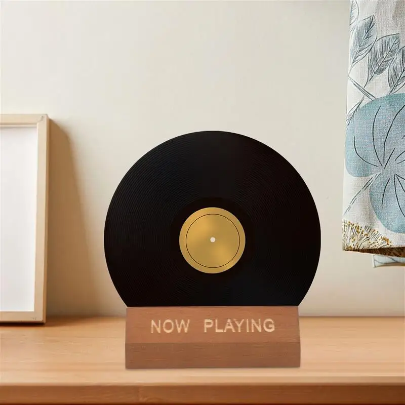 Wood Now Playing Vinyl Record Stand Holder Display Record Rack Album Cover Holder Tabletop Single Cd Stand Desktop Decor