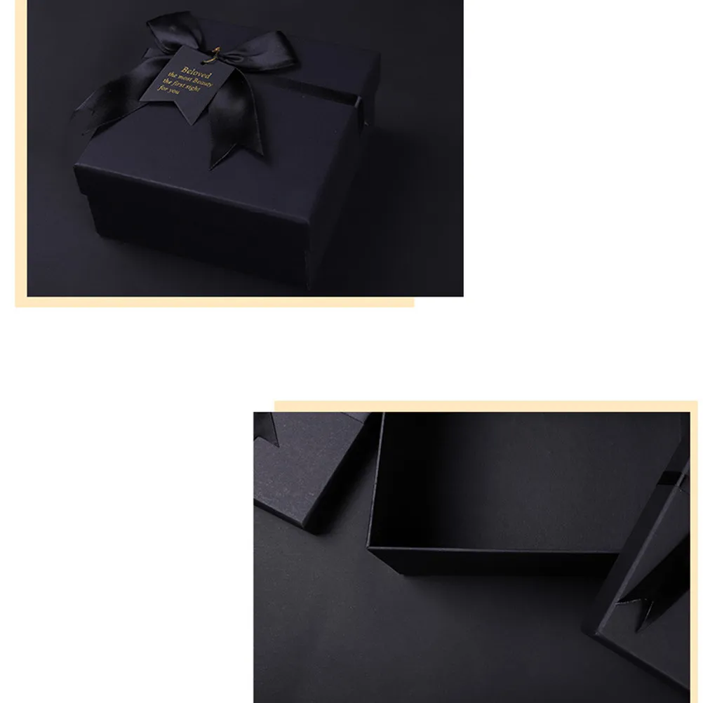 6Pcs Luxury Paper Gift Box with Delicate Bowknot Romantic Black White Design for Wedding Birthday Anniversary Engagement Party