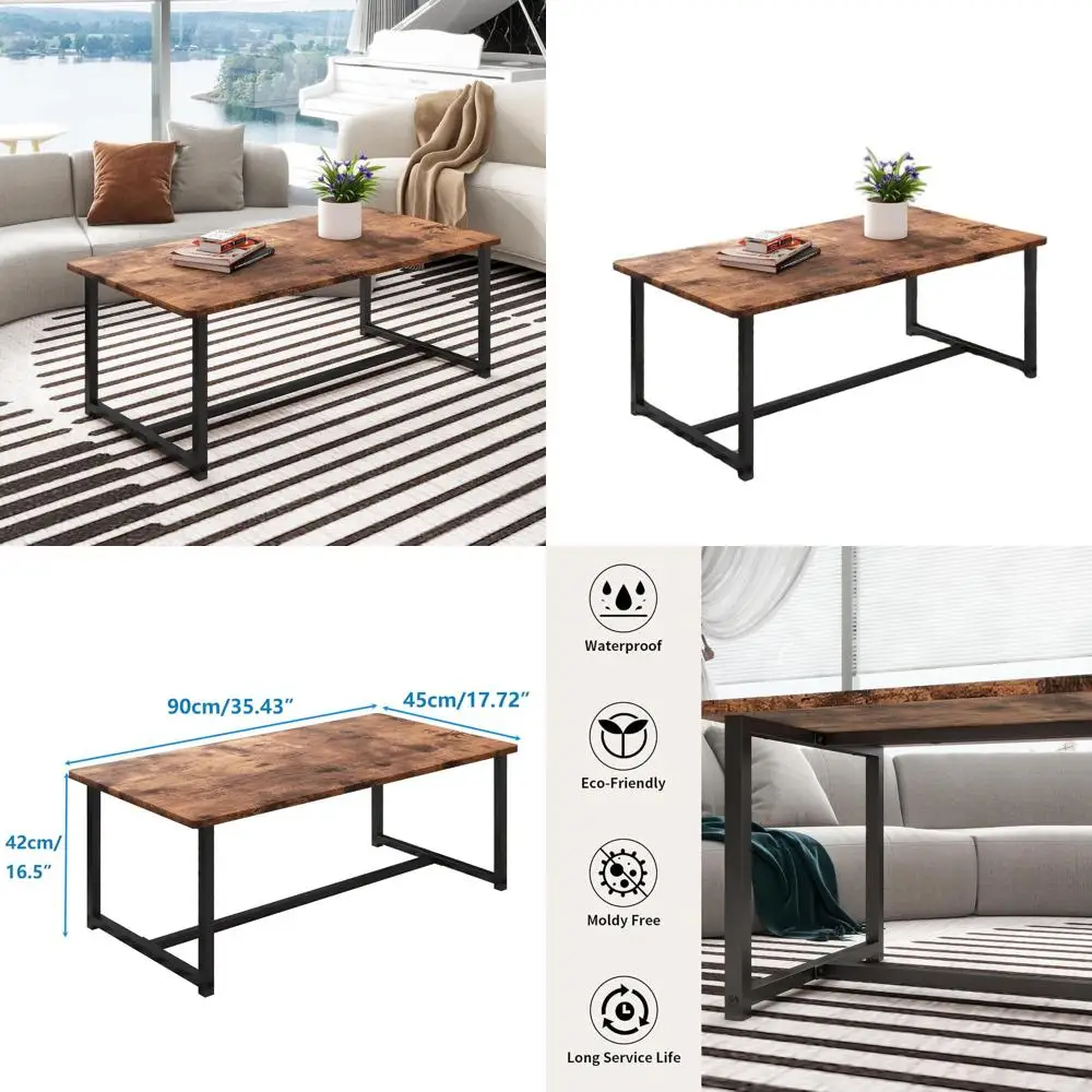 

Журнальный столик в индустриальном стиле для гостиной, коричневый, подходит для небольших помещений, простая сборка