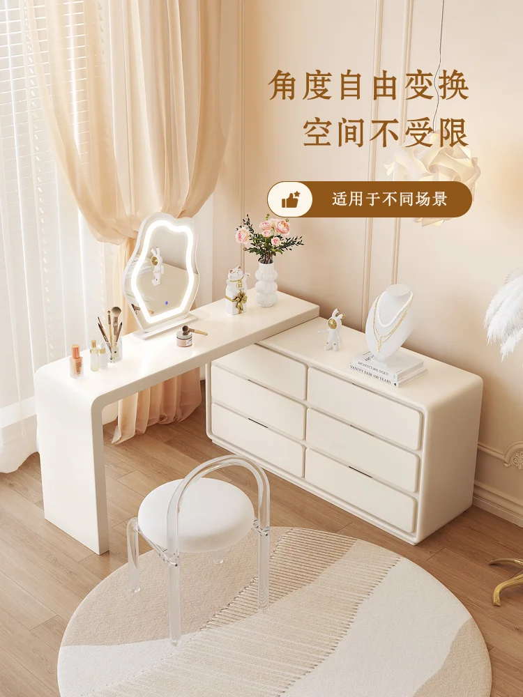 Rotating dresser, bedroom and desk integrated retractable cosmetic table