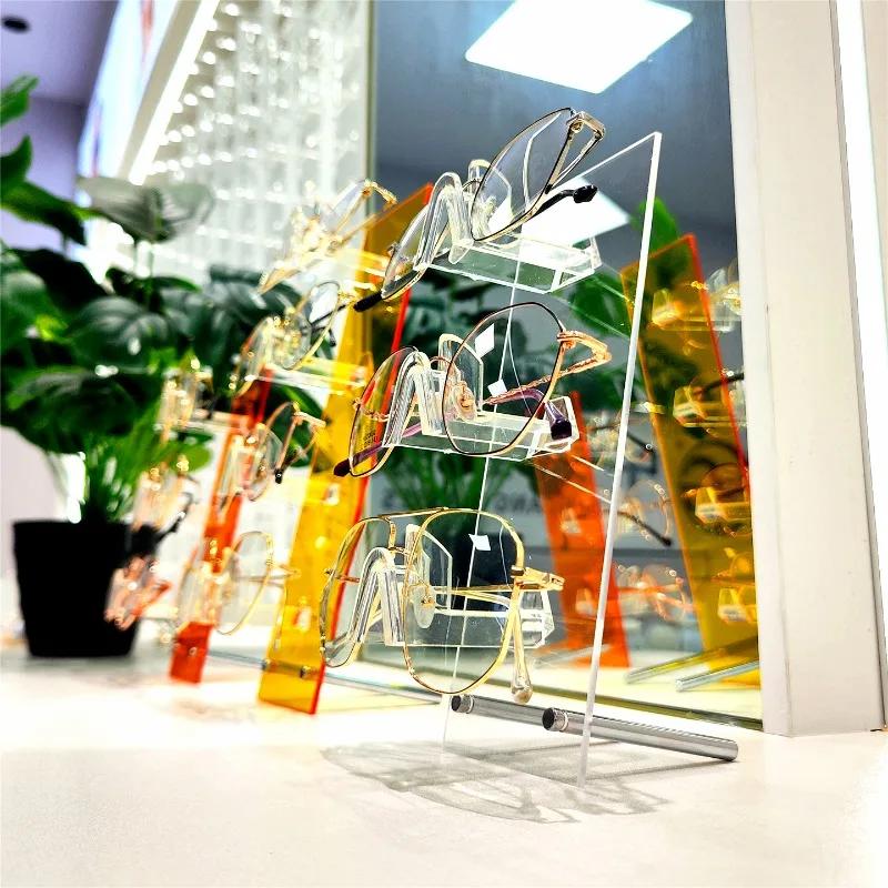 Acrylic Eyeglass Display Stand Transparent Colorful Optical Showcase Rack Store Counter Exhibition Holder Glasses Decor Prop