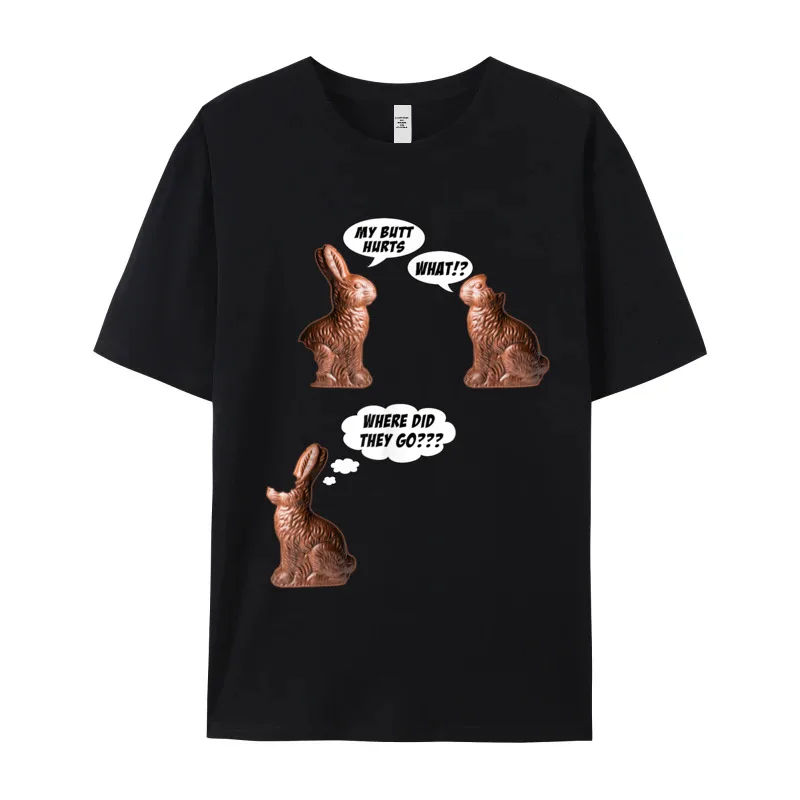 Tops & Tees T-shirts My Butt Hurts Chocolate Bunny VALENTINE DAY Short Sleeve Cotton Fabric Crewneck Mens T-Shirt Normal Hip Hop