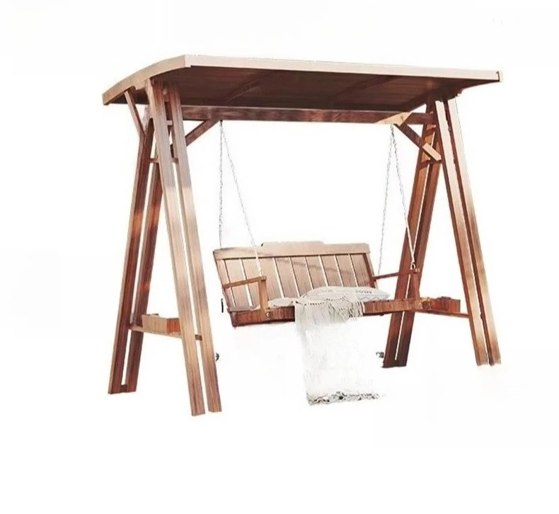 

Rural yard rocking chair swing outdoor courtyard garden preservative wood swing hanging chair adult roof terrace
