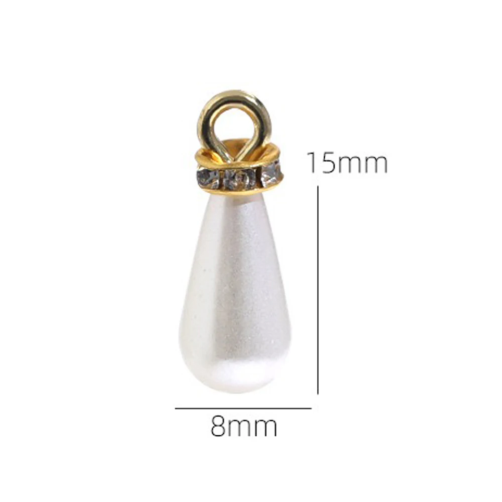 20 Stück 8x15mm Imitationsperlen-Anhänger aus ABS-Glas mit Strasssteinen für DIY-Ohrringe, Halsketten, Armbänder, Broschen, Reißverschlüsse und Schmuckherstellung – Detail 2