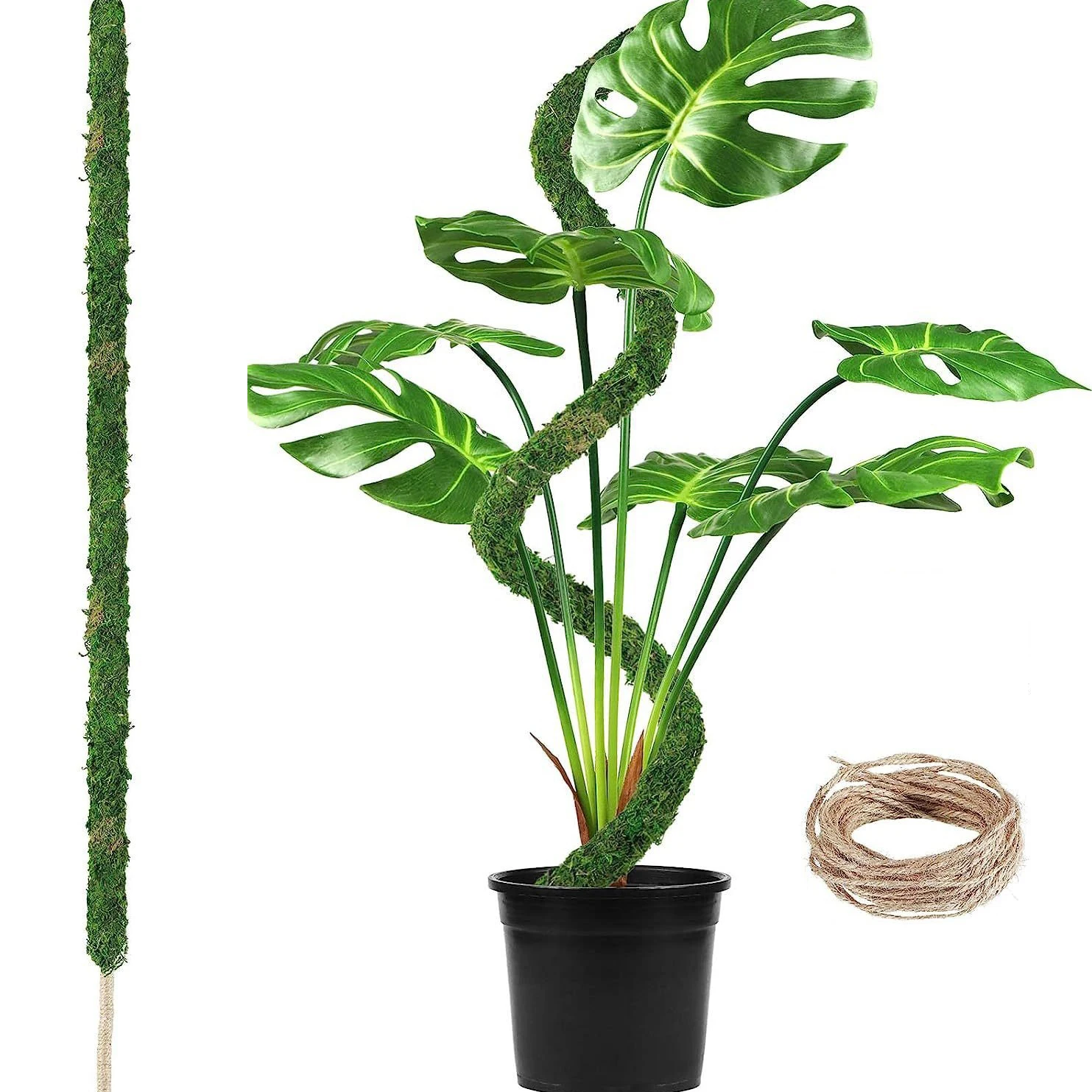 

1pc Moss Pole for Plants Monstera, Bendable and Natural Handmade Moss Poles for Climbing Plants with Twist Ties, Creepers Plants