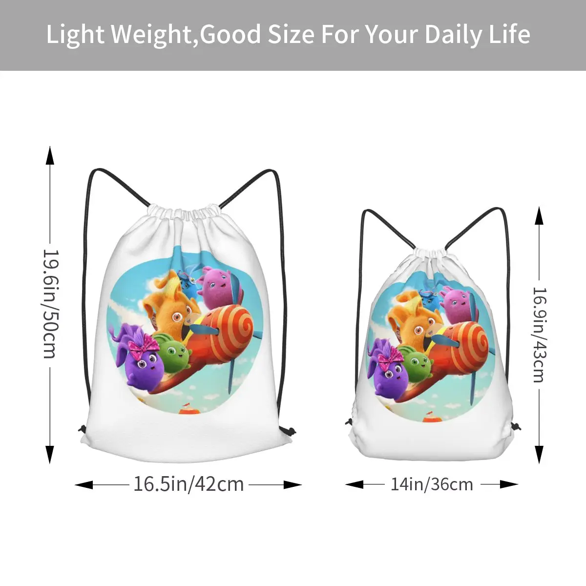 Sunny Bunnies Anime Cartoon Backpacks Fashion Drawstring Bags Sports Bag Book Bags for Man Woman Students