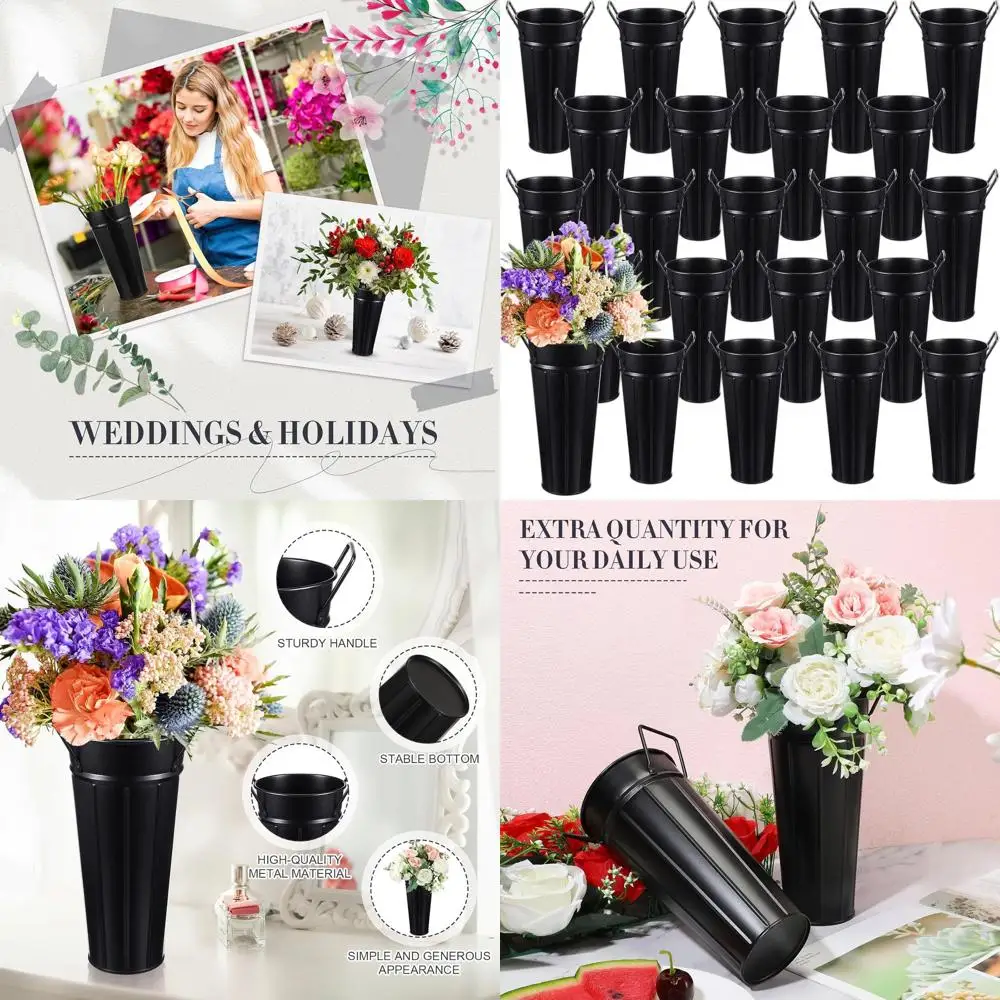 

Винтажные 9-дюймовые оцинкованные металлические вазы с ручками и пеньковой веревкой, идеально подходят для декора свадебных столов в деревенском стиле