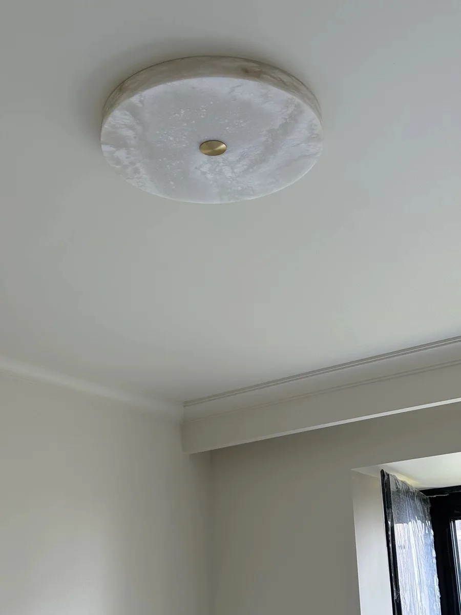 Modern Simple LED Natural Marble Ceiling Lamp Living Room Bedroom Corridor Circular Ultra-thin All-copper Wall Lamp Indoor Decor