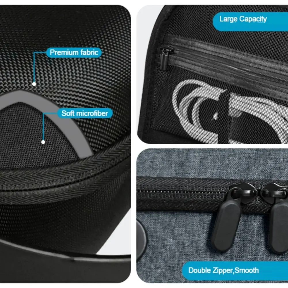 กันกระแทก VR แว่นตากระเป๋า Anti-Scratch ขนาดใหญ่ความจุกระเป๋าถือ EVA Hard SHELL พร้อมที่จับสําหรับ Meta Quest 3S/3