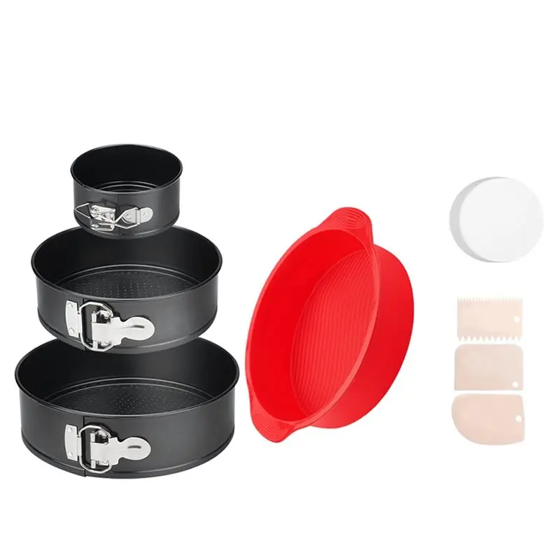 A59Z-4 /7 /9 Inch Springform Pan Set Of 3, Leakproof Cheesecake Pan With Protector, Nonstick Spring Form Pans For Cheesecake