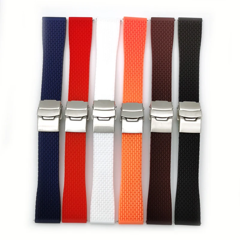 18mm 20mm 22mm 24mm Silikon Armband Quick Release Faltschließe Männer Gummi Ersetzen Armband Band uhr Zubehör