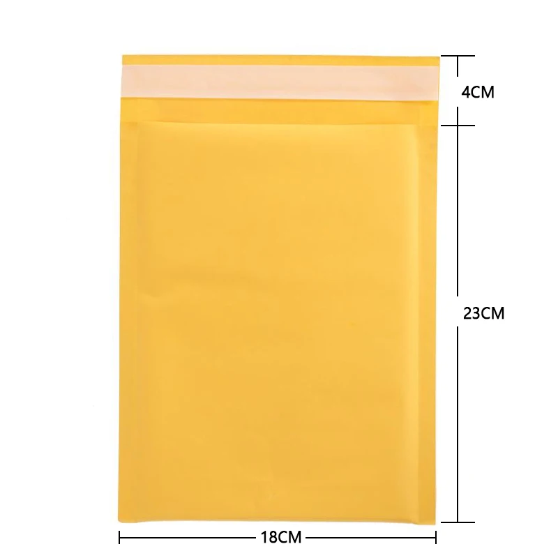 100 pz/lotto buste a bolle di carta Kraft buste buste buste imbottite buste di spedizione con sacchetto di spedizione a bolle varie dimensioni giallo