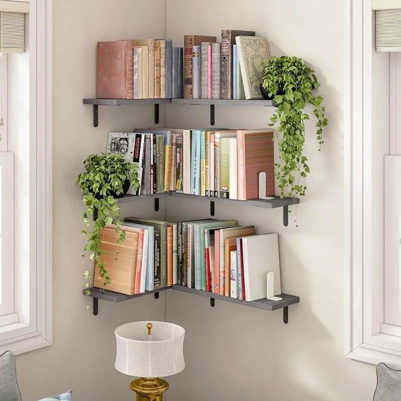 Multi Functional Floating Shelves Wooden Bathroom Storage Shelf Modern Kitchen Spice Rack Living Room Plant Display Organizer