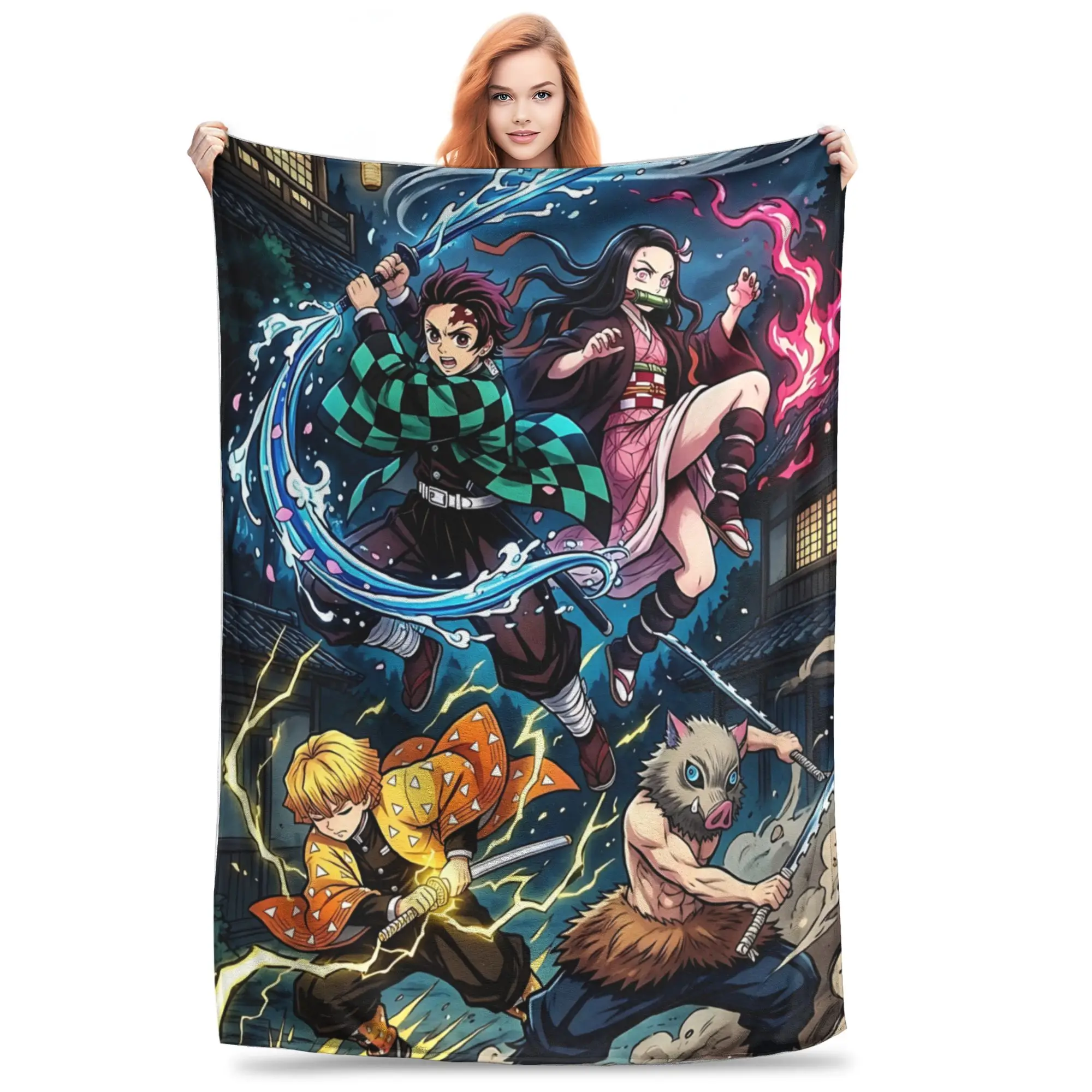 1PC Demon Slayers Blanket Throw Blanket  Novelty Warm Blanket All Season Home Gift