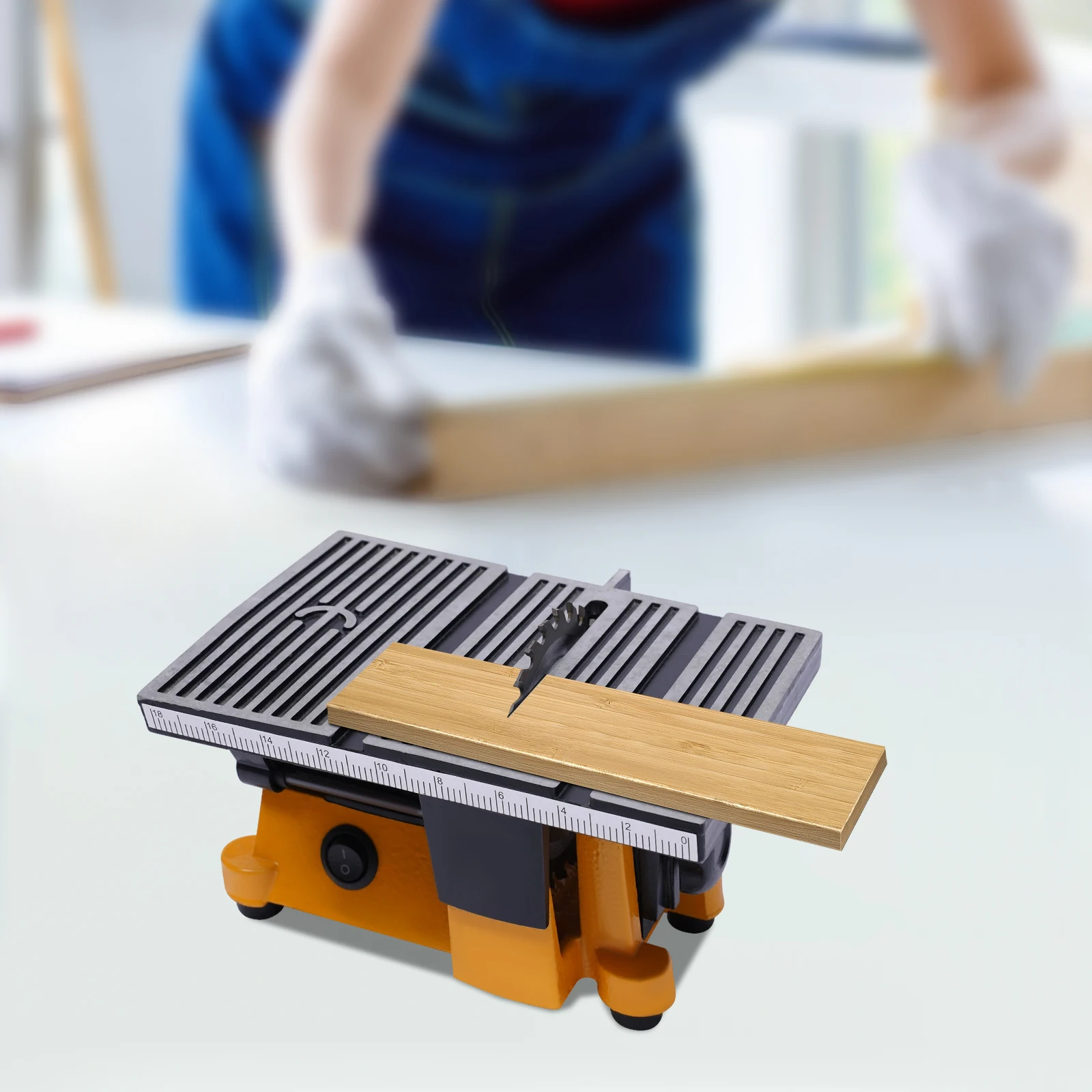 

1/8HP Electric Desktop Sawing Machine with 3 Saw Blades, 4500rpm Adjustable Horizontal Cutting Angle for Plastic, Wood and Stone