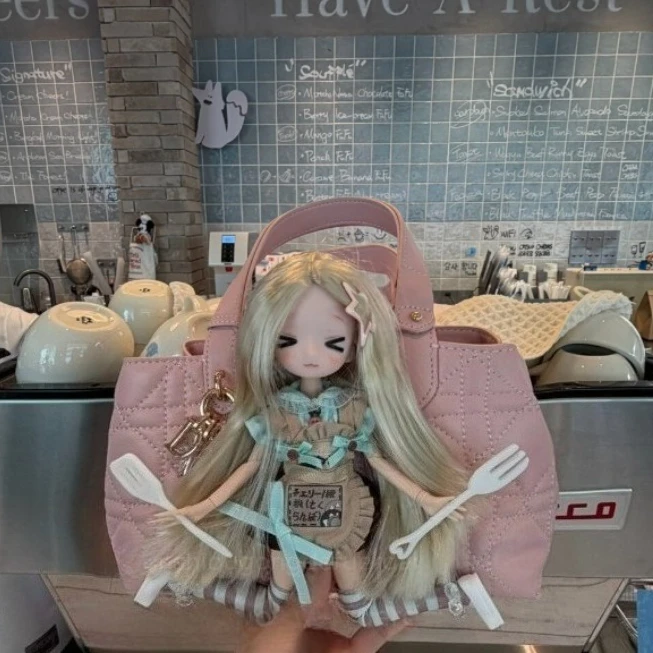 Cute Sweet Yummy Expression Doll Handbag, Personalized Handmade Cartoon Doll Tote Bag, Y2K Macaron Color Shoulder Bag for Girls