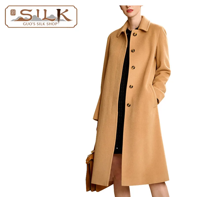 

Элитное двустороннее кашемировое женское пальто – Шерстяное пальто в стиле Хепберн – Простая и элегантная женская одежда для осени/зимы