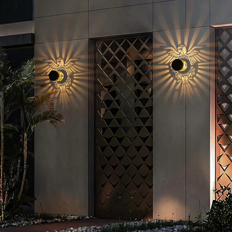 2 حزمة أضواء السياج الشمسية المعدنية تعمل بالطاقة الشمسية في الهواء الطلق جدار سطح السفينة خطوة أضواء لحديقة آخر فناء الفناء الخلفي ساحة ديكور C-A50M #4