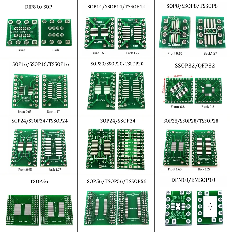 

1 шт. печатная плата SMD Turn To DIP DFN10/EMSOP10 SOP SSOP TSSOP 8 10 14 16 20 24 28 32 56SMT в адаптер DIP, пластина-конвертер