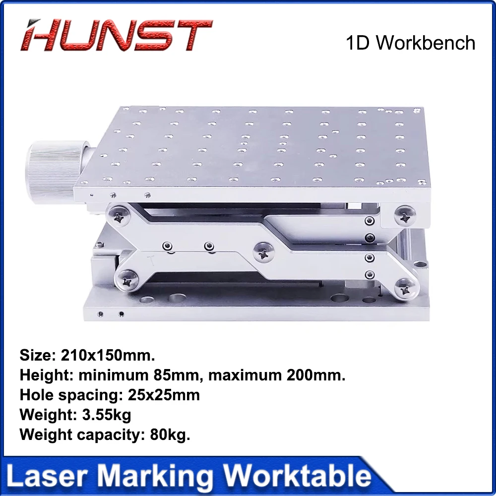 HUNST Desktop Portable Table 1D Mobile Table 210x150x85mm for Manual Lifting Platform for Laser Marking Machine