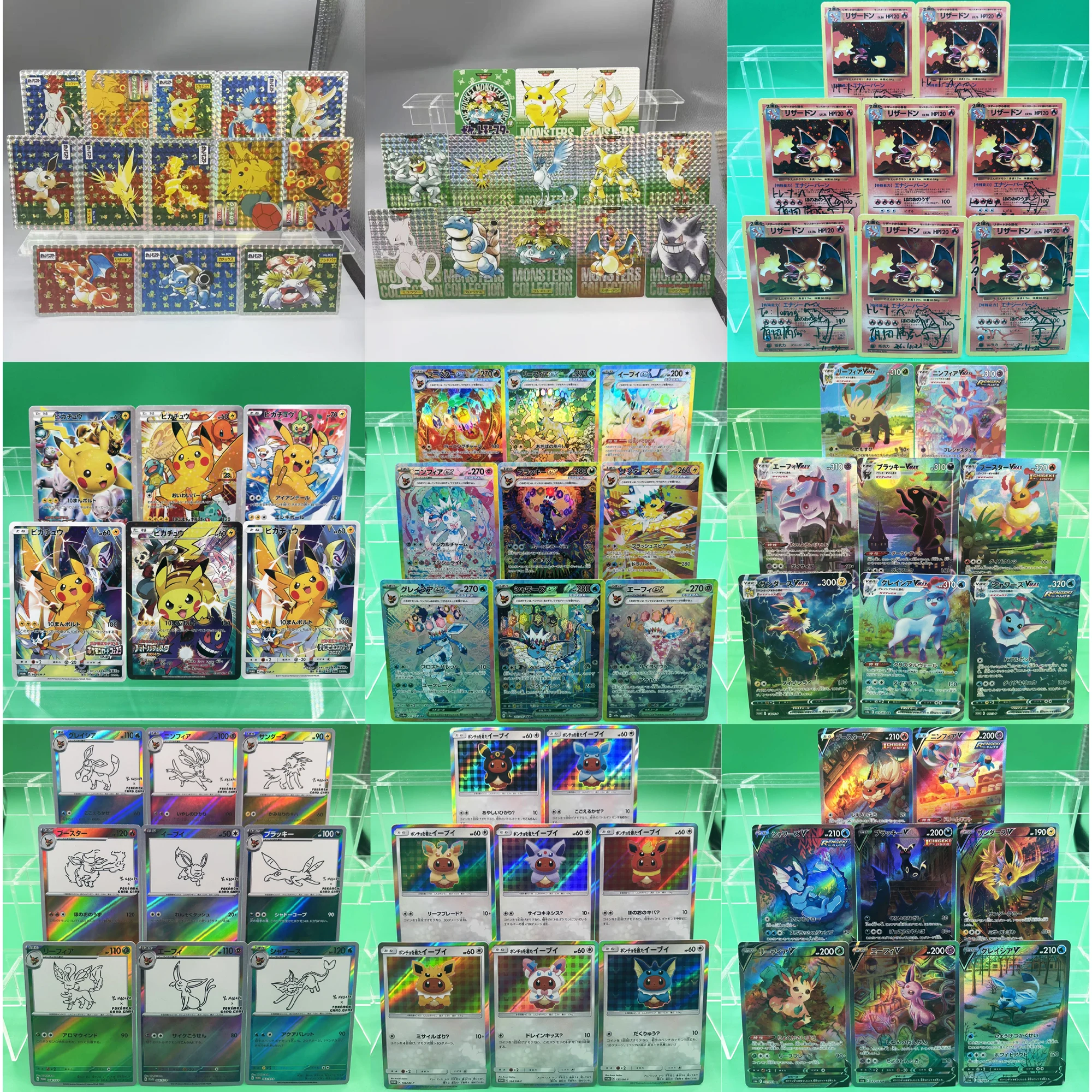 

Diy Self Made PTCG Set Series Флэш-карта Charizard Eevee Umbreon Reshiram Классические коллекционные карты аниме Подарочные игрушки