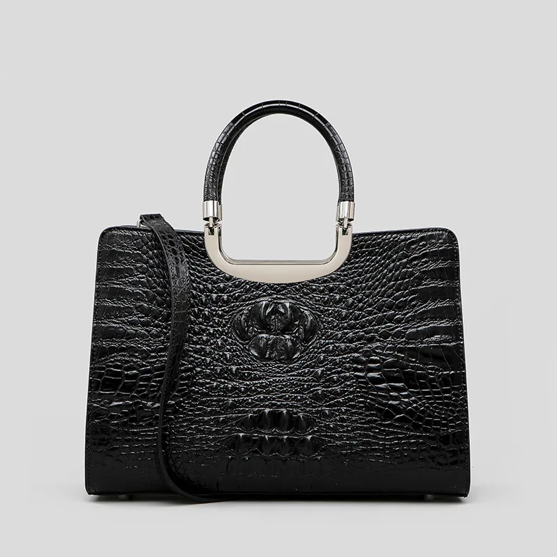 Luxury Fashion Genuine Leather Women\'s Handbags Crocodile Pattern Lady Shoulder Messenger Bag Large Capacity Mom Tote Bags