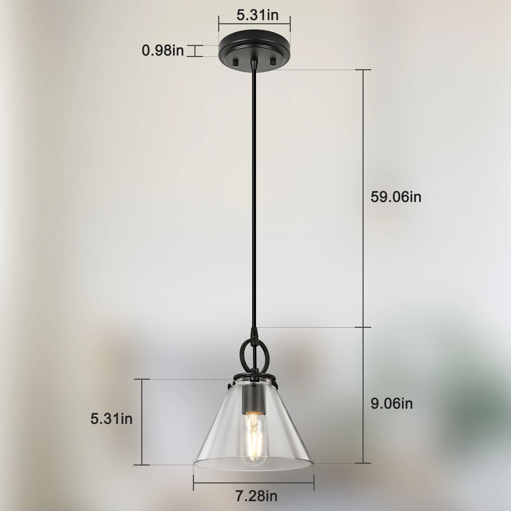 Modern Pendant Light, Adjustable Pendant Light Over Kitchen Island With Clear Glass Pendant Ceiling Light Fixture