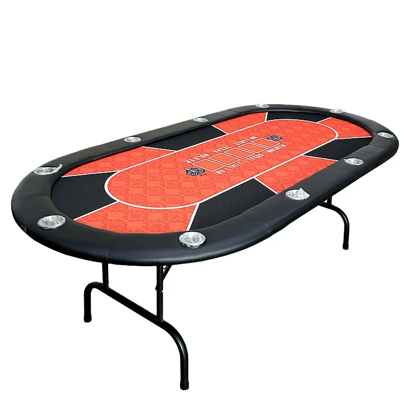 

10 Players Foldable Texas Held'em With Dealer and Stainless Steel Cup Holders Folding Leg Card Board Casino Leisure Poker Table