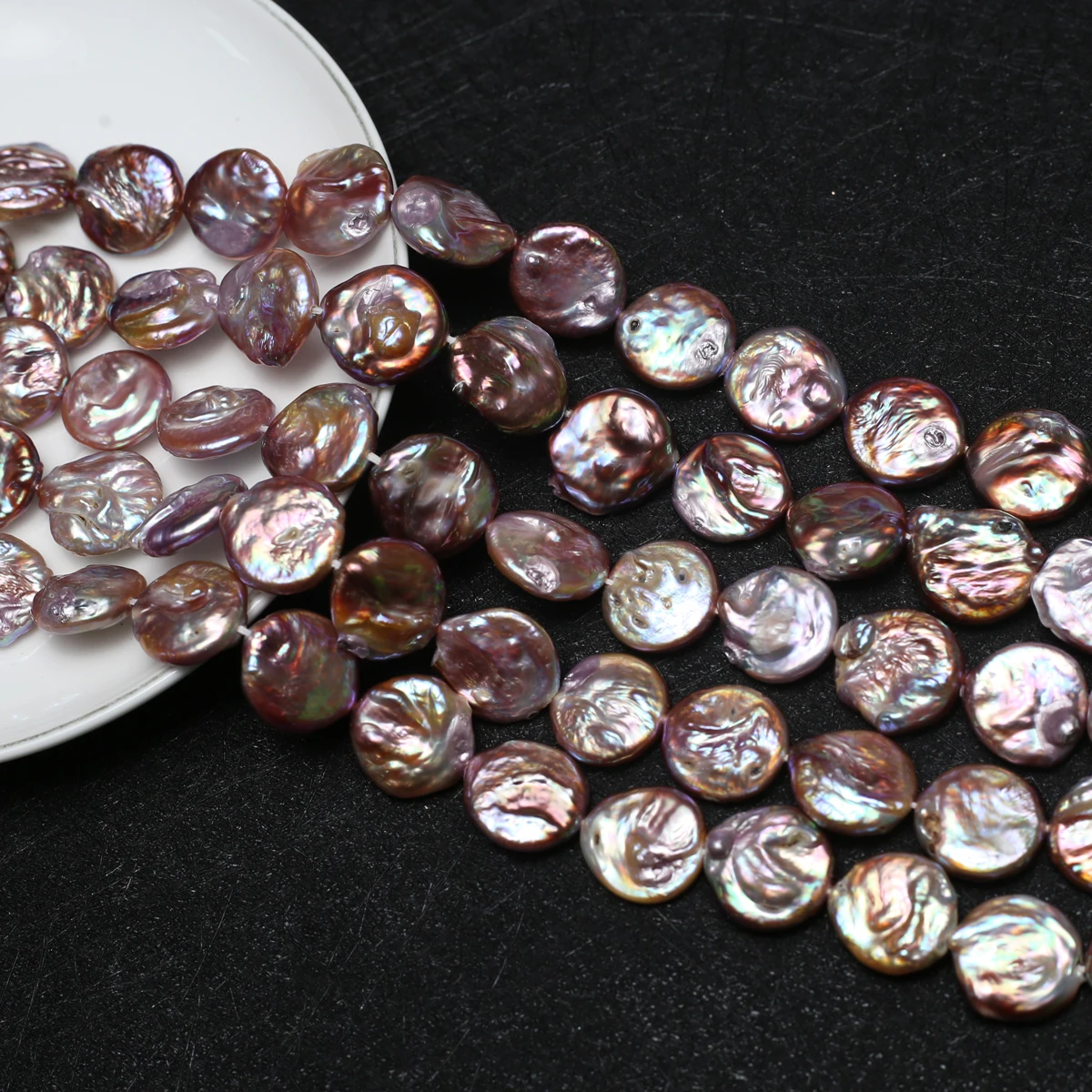 

Button Shaped High-quality Baroque Purple Natural Freshwater Pearl Jewelry Making DIY Necklace Bracelet Accessories Gifts 36cm