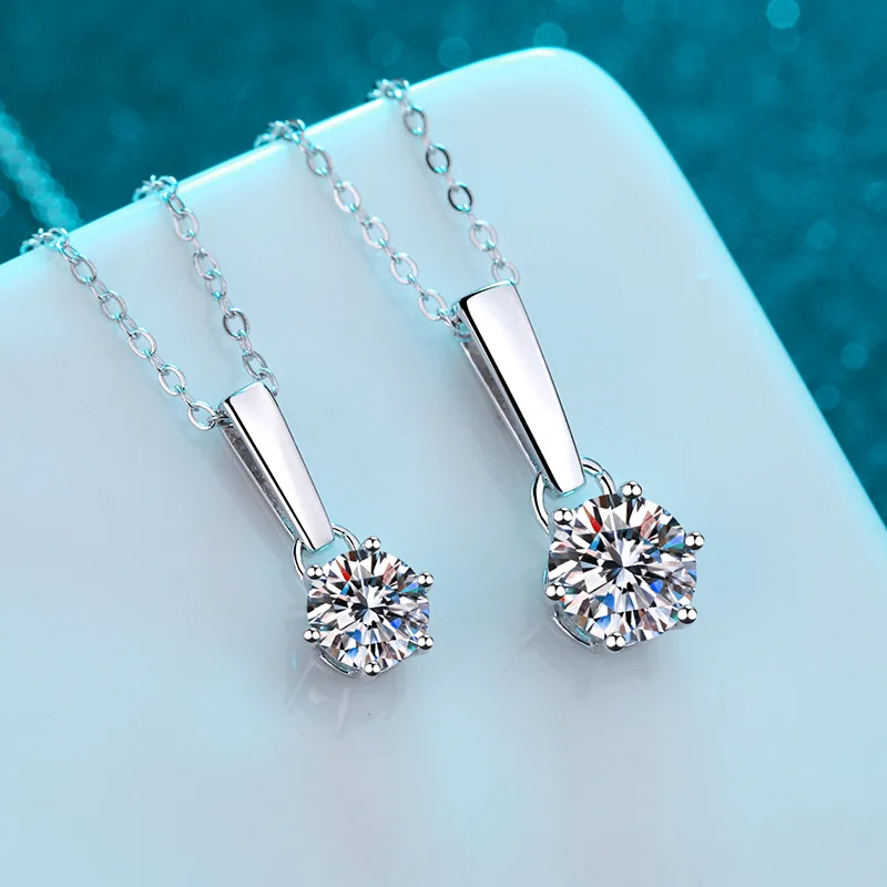 Luxe Platina Ketting Vrouwen Pt950 Moissanite Diamant Zes Klauw Hanger Sleutelbeen Ketting Bruiloft Fijne Sieraden Cadeau