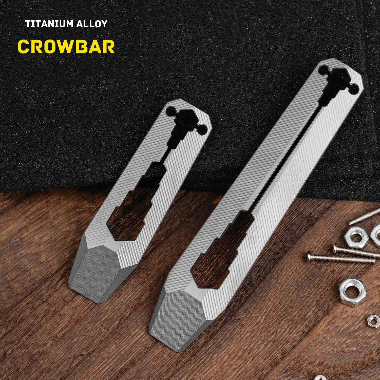 

66/100mm TC4 Titanium Alloy Crowbar Multi-functional Adjustable Wrench Portable Keychain Pocket Tool Hanger Pry Bar EDC Tool