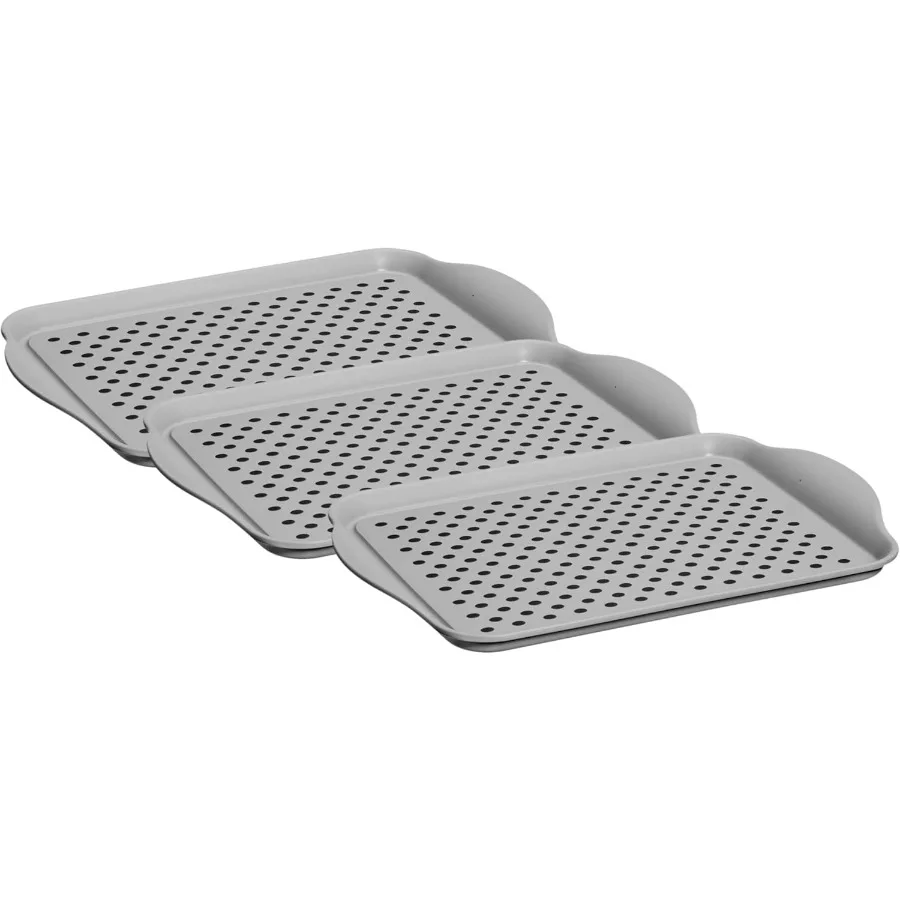 

Противоскользящий сервировочный поднос с ручками — серый прямоугольный поднос — идеальный поднос для еды, поднос для завтрака, поднос для еды, сервировка (3 шт. в упаковке)