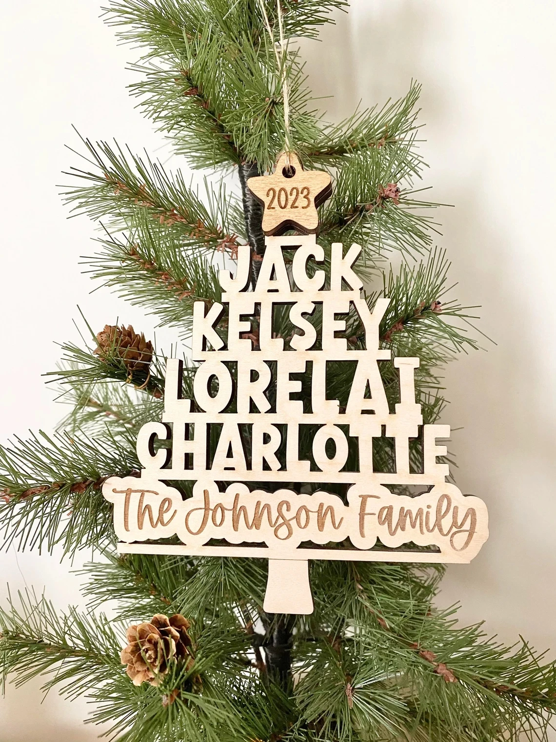 Customized Family Name Family Christmas Tree Pendant，Name Ornament Tree Shape，Personalized3-8 Family Members，2024 Christmas Gift