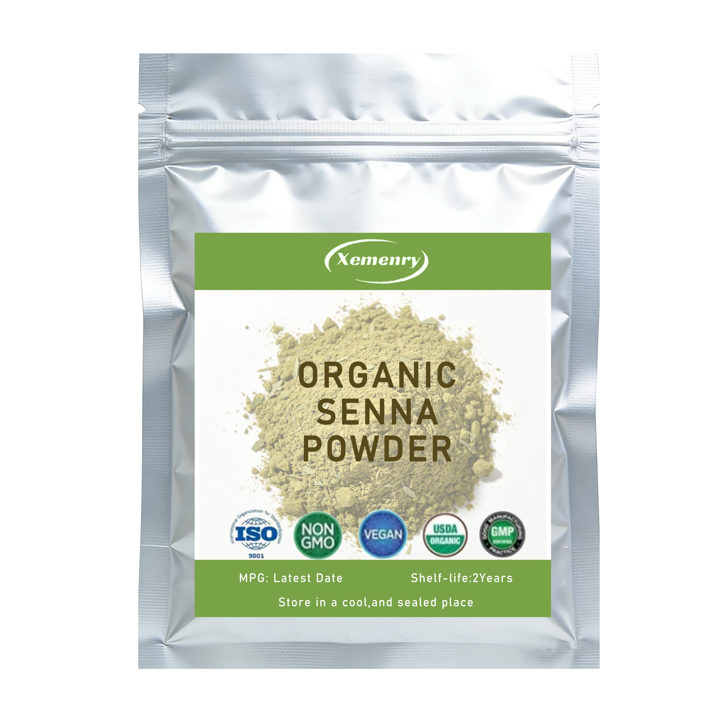 オーガニックセンナパウダー-16オンス（454g）認証済み-有効期限2025年12月