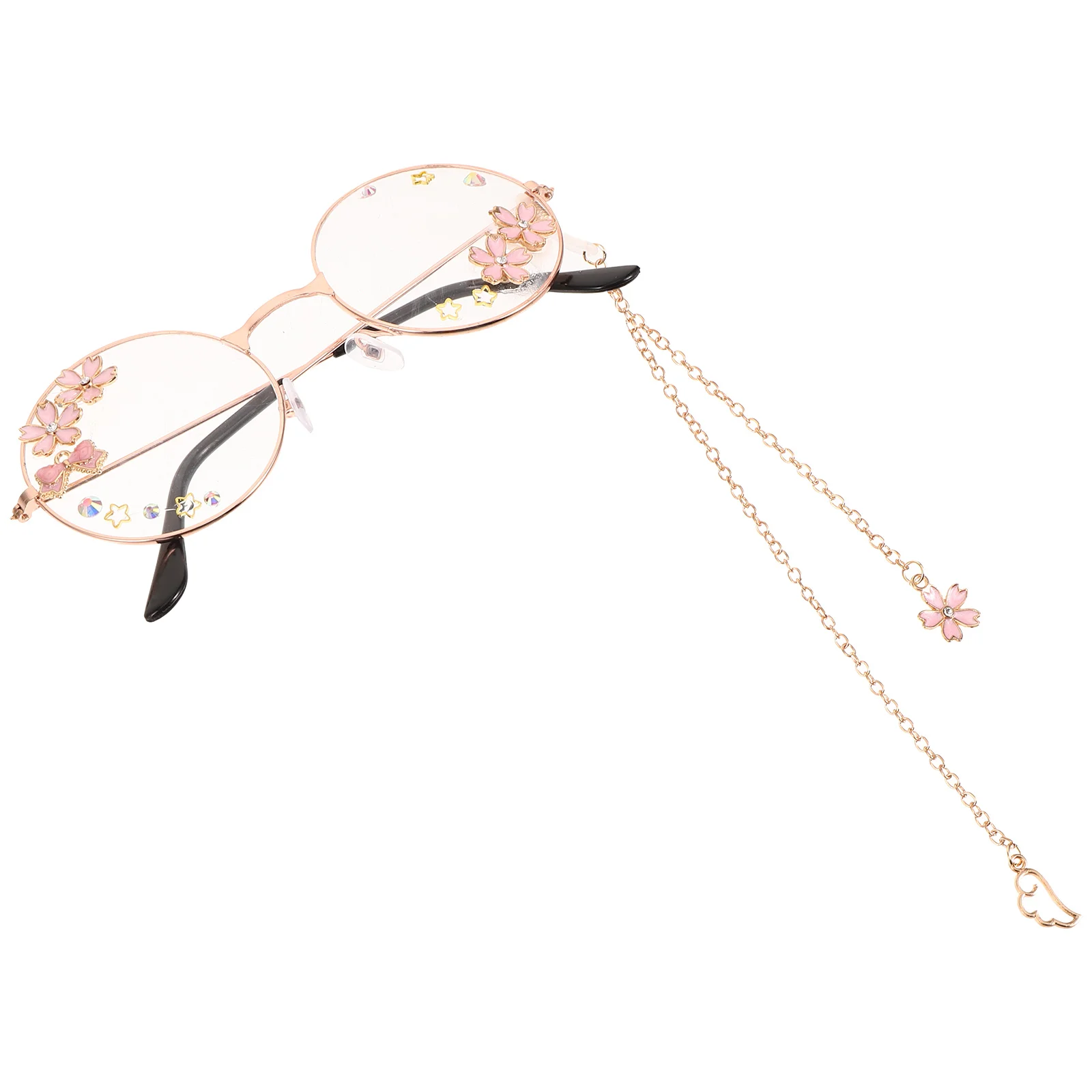 

Stylish Butterfly Round Frame Eyeglasses Kawaii Cute Cosplay Glasses With Chain For Women Teen Girls Party Beach Festival