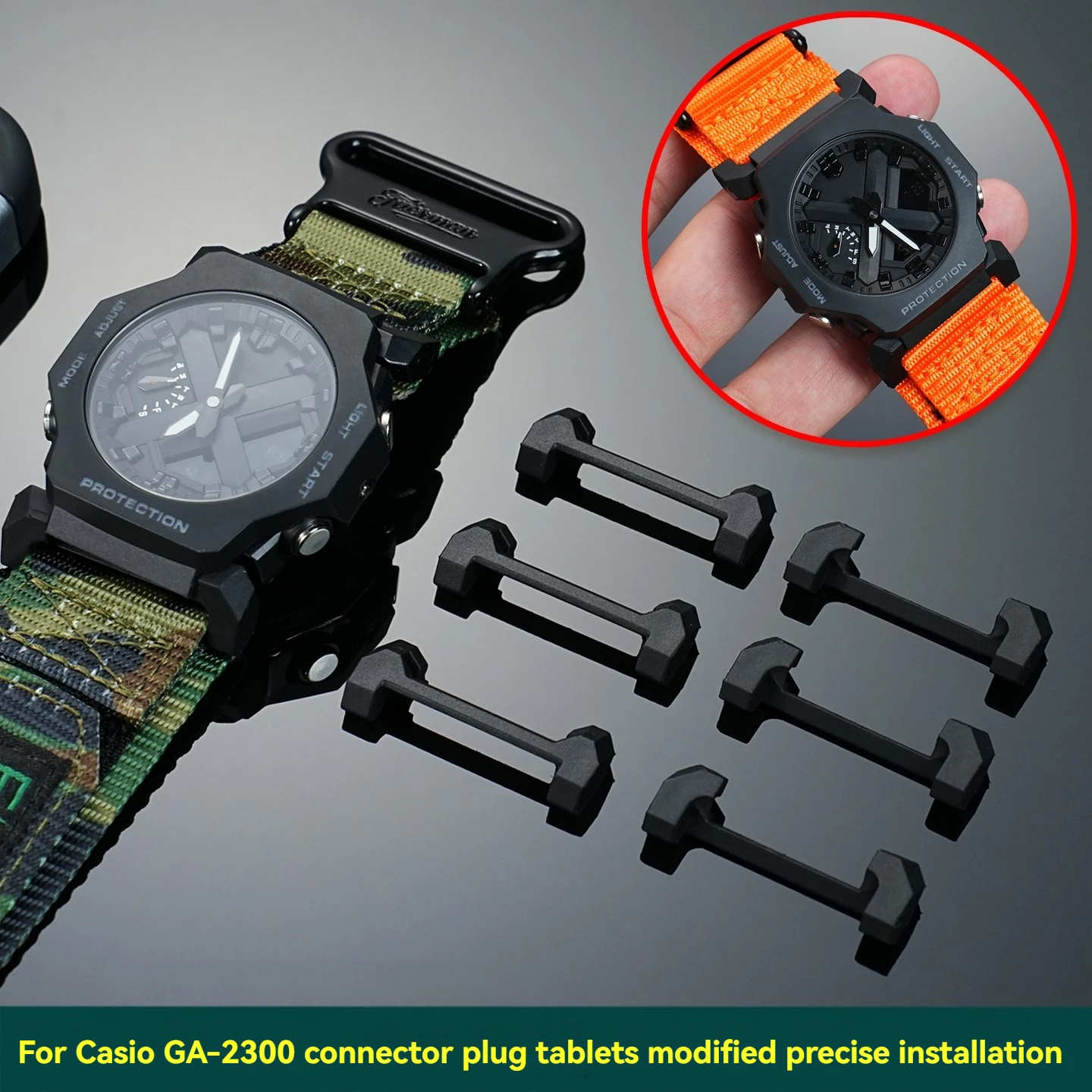 GA-2300 ساعة موصل ل كاسيو G-SHOCK GA2300 GA 2300 ساعة محول تعديل الجلود المطاط الصلب حزام محول معدني 24 مللي متر