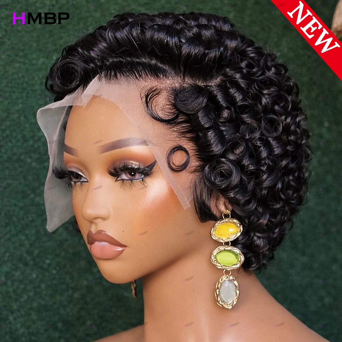 13×4 HD Transparent Lace Frontal Wig Curly Wigs Glueless Lace Frontal Wig Human Hair Ready To Go Preplucked Hair For Women HMBP