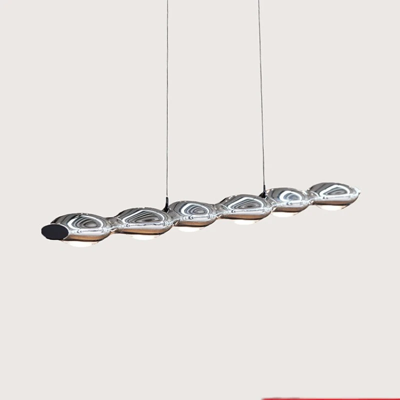

Long metal restaurant chandelier designer minimalist ring lamp